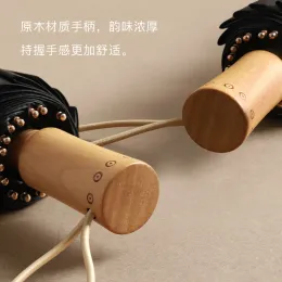 Zabytkowe drewniane uchwyt 16 kości 3 składany parasol Manual Słońca UV słoneczny i deszczowy parasol duży winylowy parasol