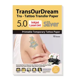 Supplies Transourdream A4 10sheets Printable Temporary Tattoo Transfer Paper for Inkjet & Laser Printer Diy for Skin with Sier Effect