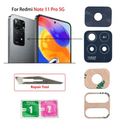 Lente in vetro con fotocamera posteriore per Xiaomi Redmi Nota 11 4G 11 Pro Plus 5G 11e 11S 11T 5G Parti adesivi per le lenti in vetro con fotocamera posteriore