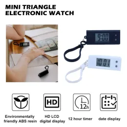 Mini Triangle Electronic Watch ABS LCD Digital Portable Student Exam Study Library Pocket Clock Black White Color