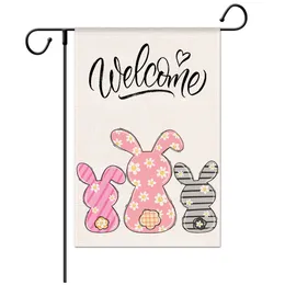 Nuova bandiera di Happy Easter Garden Benvenuto Banner Floral Home Yard Decorazioni per esterni per la casa stagionale Paty