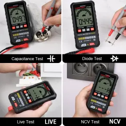 Kondensator Tester Multimeter Professional Professional Smart Voltmeter True RMS AC DC Napięcie Ohm Hz Diode Metr HT124B