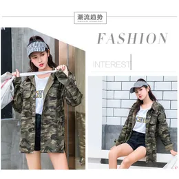 HARAJUKU CAMISA OWAŻNE KOBIETY 2019 Kobiety Bluzki Sprężyna dżinsy Casual Lapel Camuflage koszulka Kobiety Blusas Chaquetas Mjer F649