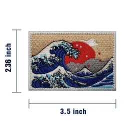 Surf Star Embroidered Hook and Loop Kanagawa Onami Morale Badge T-shirt Bag Hat Decorative Patches Clothing Accessories