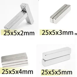 N35 25x5x2 25x5x3 25x5x4 25x5x5 Neodymium Bar Block Strong 25*5 Magnets Sök Magnetic Bar Scooter Ndfeb Square Project Kylskåp