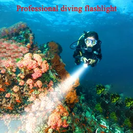 F2 S/L مصباح يدوي LED مع 18650 تحت الماء SCUBA مصباح Torch Torch IP68 معدات الغوص