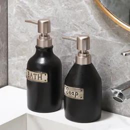 Матовая черная керамика мыло диспенсер для ванной бутылки для ванны для ванны с шампунь