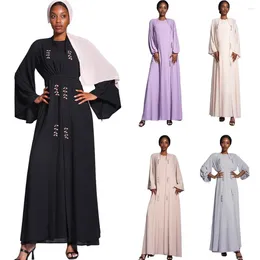 Roupas étnicas muçulmanas abaya conjunto 2 peças Ramadan Mulheres Party Chiffon Aberto de Kimono Cardigans Islâmicos Dubai Tukish Roup