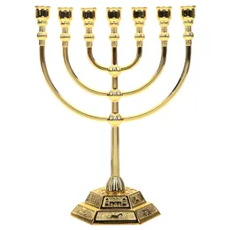 Dekoracyjny metal Izrael Menorah 7-główny stojak 7-ramię Candelabrum żyrandole