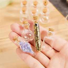 10 pcs wood glass mini message wish bottle bubble قارورة لاتخاذ قرار قلادة شفافة واضحة متمنية زجاجة زجاجية صغيرة