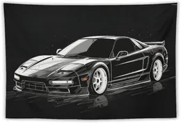 Tapestries جدار الجدار معلقة ديكور الفن لغرفة النوم غرفة المعيشة نزهة اليابانية JDM CAR NSX أسود رائع وسيم 40 "x60"