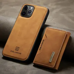 iPhone 12 13 11 14 15 Pro Max Leather Wallet Caber for IPhon XR XS用の磁気取り外し可能な2豪華なカードホルダー電話ケース