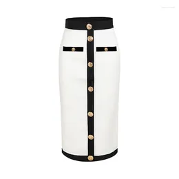 Scherma 2024 Skirt in bianco e nero Skirt Bandage Ol European American Fashion High Waist Gheath One-Step 60 cm