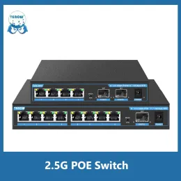 Interruptores terow 2.5g PoE Switch 2.5g Rede Ethernet Switch 4 Porta 8 Porta não gerenciada LAN Hub sem ventilador plugue WTD e reprodução para o roteador WiFi