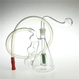 Bong da 3,7 pollici di bruciatore di olio di vetro con filtro colorato con tubo di bruciatore di olio da 2 pezzi un tubo di paglia silicoma bocca