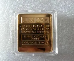 5st den icke -magnetiska Johnson Matthey Gift JM Silver Gold Plated Bullion Souvenir Coin Bar med olika laserserienummer5929837