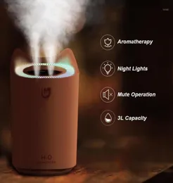 ELOOLE 3000ML Double Nozzle Humidifier Cool Mist Aroma Diffuser With Colorful LED Light Heavy Fog Ultrasonic USB Humidificador18669477