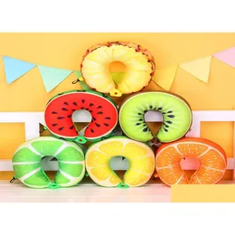 Pillows 1Pcs 6 Colors Fruit D Pillow Protect The Neck Travel Watermelon Lemon Kiwi Orange Cushion7041223 Drop Delivery Baby Kids Mater Otsy6