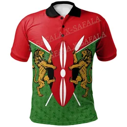 Kenya Flag Country Emblem National Polo-Shirt benutzerdefinierter Name Herren Schwarz-Weiß-Korb Personalisierte Disc Golf Shirts-3