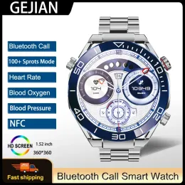 시계 2023 새로운 DT Ultra Mate 비즈니스 남성 Huawei Bluetooth Call Compass NFC 100+ Sprots 스마트 워치 100m 방수를위한 스마트 워치