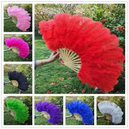 Fans 15 Bone Strich Feather Fan Celebration Party Dance Dance Wedding Punces Decorative Fiathers for Crafts Fan