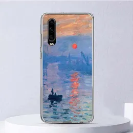 Claude Monet Garden Lotus Bridge Soft Case för Huawei P30 Lite P40 P20 P10 P50 Pro Telefonomslag Mate 20 30 40 10 P30lite Shell Fu