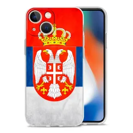 iPhone 15 15 14 13 12 11 Pro Max XS XR 7 8 Plus Bumper Phone Case Clear TPU Cover Serbia Flag