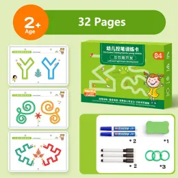 Çocuklar Montessori oyuncak çiziyor 136 sayfa çocuklar kalem kontrol eğitim oyuncakları renk şekli matematik maç oyunu seti öğrenme eğitim oyuncakları