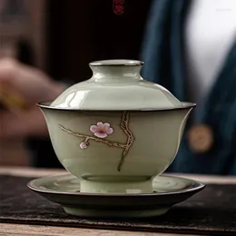 Чашки блюдцы 3 стиль Gaiwan для чая 150 мл керамика Tureen с крышкой guan yao teaware китайская миска Plum Bossom Chawan Chawan