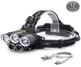 Super Bright 5000LM 5x XML T6 LED Rechargeable USB Headlamp Head Light Zoomable Waterproof 6 Modes Torch for Fishing Camping Hunt5881201