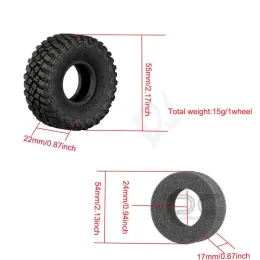 Pneumatici da 1,0 pollici MT+Sponge 55x17mm 1/24 RC Crawler Truck Car Parti per Assiale SCX24 Deadbolt Axi00001 AXI00002 T1/T2 Gladiatore 1/18