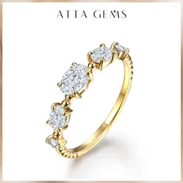 Clusterringe Attagems Oval Cut 5 4 Luxus Moissanit Ring Exquisites Schmuck für Frauen Feste 18K 14k 10k Gelbgold Engeament