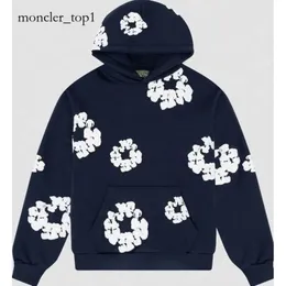 Erkek kapüşonlu tasarımcı kapüşonlu demin gözyaşı jakcet sonbahar kış pantolon hazır köpük çiçek markası kapok denim hoodie baskılı sıkıntılı kazak denim teers hoodie