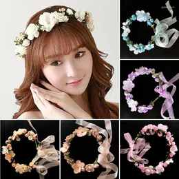 أزياء أزياء Fairy Flower Bowlder Kids Beautiful Garland Garland Wreath Hair Band Binded Birthday Floral Hoop Wrist Headwea