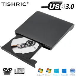 Napędzają tishric Nowe sześciokątne DVD RW CD Writer Driter Driter Reader Zewnętrzny optyczny napęd USB 3.0 Tylko przenośny dysk CD zewnętrzny na komputery stacjonarne PC