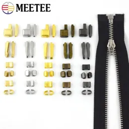 Meetee 50/100Sets Zipper Stopper 3# 5# 8# 10# Instants Zippers Slider Lock Lock Lock Metal Repair Kit de costura Material Acessórios