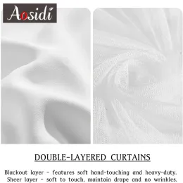 Double Layer White Blackout Curtain for Living Room Hall Sliding Door Bedroom Window Kitchen Drape Rideau Cortinas 85% Shading