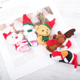 5/10pcs Set Christmas Finger Puppet Plush Doll Stuffed Animal Kindergarten Santa Claus Snowman Kids Roleplay Story Telling Toys