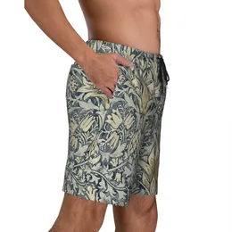 مخصص وليام موريس Snakeshead Pattern Swim Trunks Men Quick Dry Board Shorts Vintage Sextile Bathing Suits Boardshorts