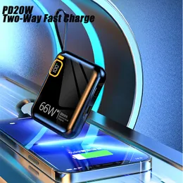 PSDA 3D Power Bank 10000MAH PD20W abnehmbarer USB-Typ-C-Kabel Zwei-Wege Fast Ladegerät Mini Powerbank für iPhone Xiaomi Samsung