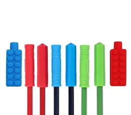 Chew Brick Silicone Pency Toppers Silicone Bite Pen Cover Cover Beys Sensory Toys for Boys Girls Kids Chewy Topper Tuper Autism 6986472