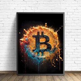 Aquarela Crypto Splatter Bitcoin Ethereum Poster eth BTC cripto