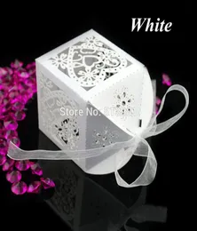 Whole New 200PcsSet Love Heart Wedding Party Favour Table Sweets Candy Boxes With Ribbon 7 Colors8760567