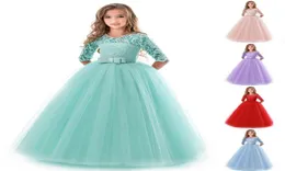 Girls Gown princess dress 5 colors Long Sleeve Long skirt Bow Mesh Lace Party Dresses Prom dress EJY8065812605