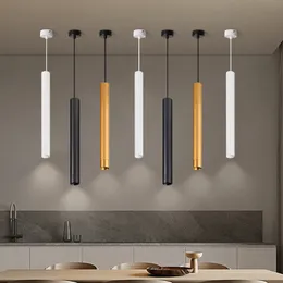 Long Tube LED Pendant Lights Lamp Pipe Dekorativ COB Cylinder Hängande lampa Tak ljuskrona för kök sovrum bar café