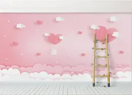 Bacal Custom 3d Po Tapeta Pink Clouds Princess Children Room Girls Bedroom Tło Dekoracja Mural Tapeta dla dzieci RO5403675