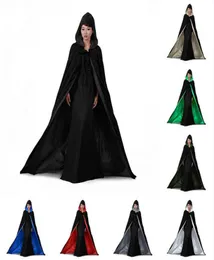 Kurtka ślubna Owinia ciepłe aksamitne czarne kaptura z kapturem na Halloweenowe kostiumy dla kobiet mężczyzn Cosplay Bridal Cloak S6xl1901945
