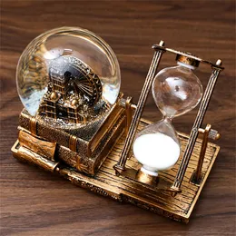 Винтажный стол украшения башня светящийся снежный шар с музыкальными песочные часы стеклянный мяч ретро ремень офис Декор дома рождественские подарки