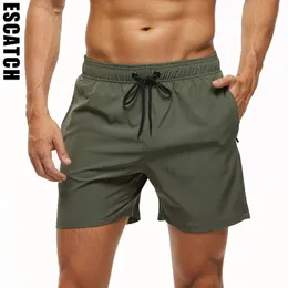 Escatch Brand 2024 Mens Stretch Swim Trunks Quick Dry Beach Shorts With Zipper Pockets and Mesh Lining 240411