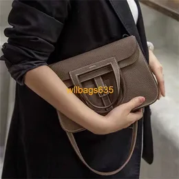 Halzan Handtaschen Leder Crossbody Bags 2024 Neue Damenbeutel Togo Litchi Muster Kopfschicht Cowhide Schulter Handtasche Casual Bag Home Home Have Logo Hbbe